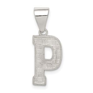 Sterling Silver, Sami Collection, Textured Block Initial P Pendant